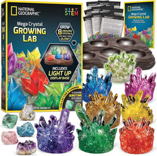 NATIONAL GEOGRAPHIC Mega Crystal Growing Kit for Kids- Grow 8 Crystals with Ligh