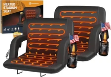 HOPERAN Heated Stadium Seats for Bleachers with Back Support 25, 2pc Black 