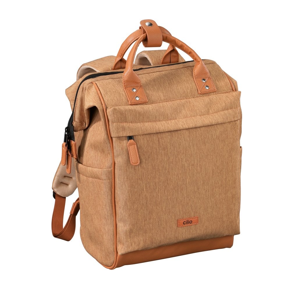 Sac à dos Elba brun en polyester imperméable avec dos rembourré