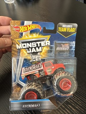 2016 Hot Wheels Monster Jam 25 Mud 7/7 Backdraft Team Flag 1/64 Scale Truck New