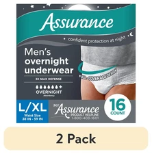 (2 pack) Assurance Men's Overnight Incontinence Underwear, L/XL 