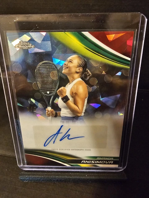 2025 Topps Chrome Saphire Tennis Amanda Anisimova Red Saphire Autogramm /5