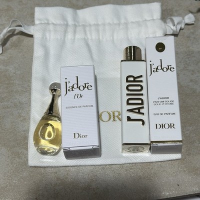 Dior J adore Solid Perfume Eau De Parfum & L'Or .12 Fl Oz 3.6ml Sample &Bag