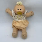 Vintage Cabbage Patch Kid Baby Blonde Hair Tuft Brown Eyes w/ Pacifier