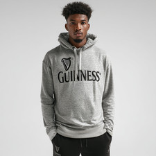Guinness Gray Hoodie Men's Small Streetwear Athleisure Minimalist Logo Pullover