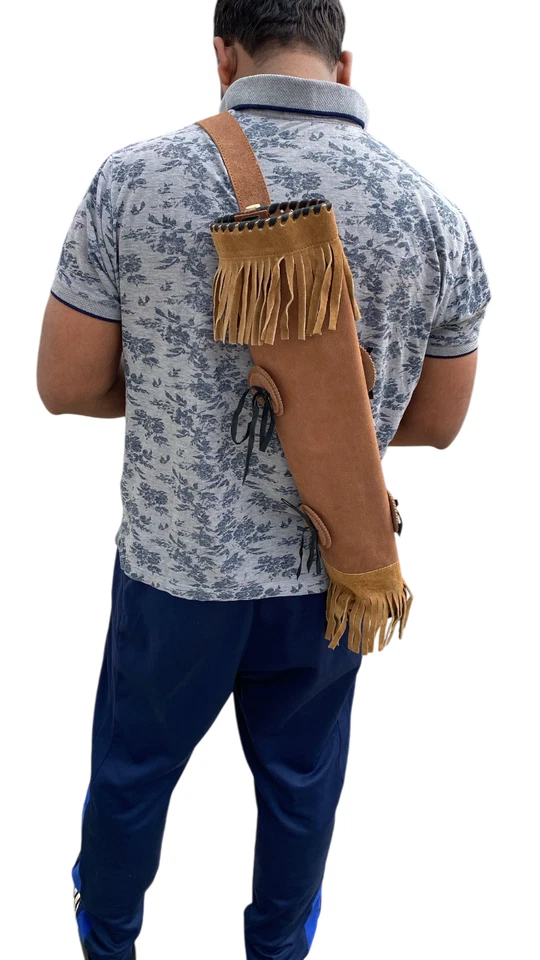 Aljaba flecha trasera cuero genuino de vaca marrón aljaba flecha para caza hecha a mano Foto 4 de 4