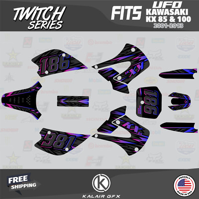 Graphics Kit for Kawasaki KX85 KX100 UFO Restyle 2001-2013 Twitch-Magenta Shift