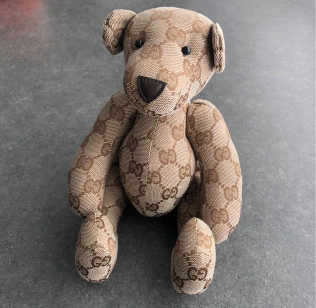 Gucci Teddy Bear Brown Plush Stuffed Toy GG Logo Pattern Monogram