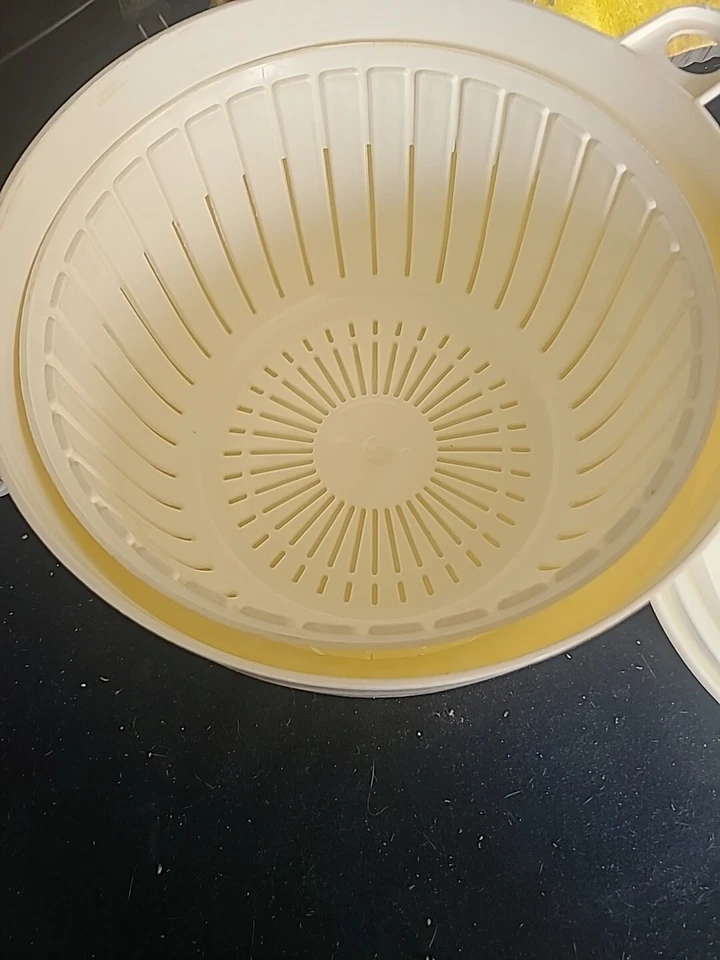 Spinner de ensalada vintage Copco diseño 604: Sam Lebowitz EE. UU. utensilios de cocina blanco Foto 4 de 4