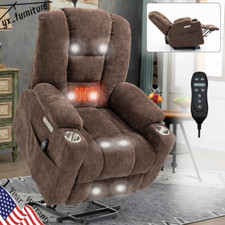 Power Lift Recliner Chair w/Massage  Heat Overstuffed Wide Recliner for Elderly
