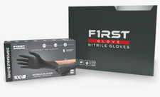 First Glove Grip Black Nitrile Disposable Gloves 8 Mil Raised Diamond Texture
