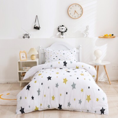3D Fresh Simple Star White Quilt Cover Set Bedding Sets Pillowcases