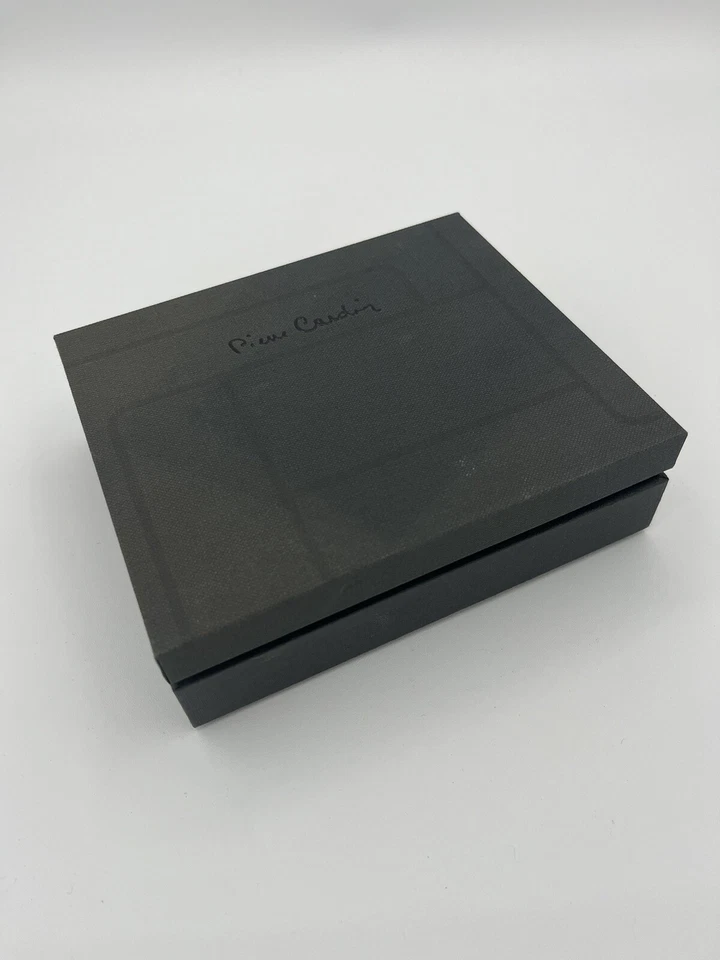 Pierre Cardin черный бумажник в полоску совершенно новый с коробкой синий этикетка складного тиснения - Изображение 3 из 4