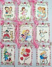 9 Retro Style Valentine Handmade Gift Tags Junk Journals Scrapbooks Crafts
