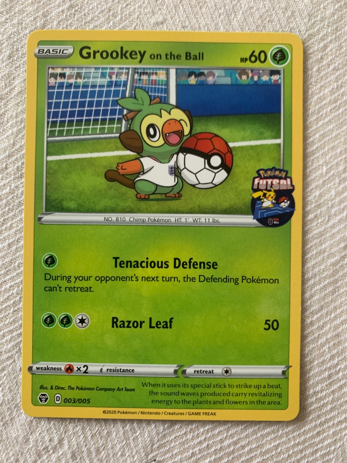 Pokemon Grookey on the ball 003/005 Futsal UK Promo card - NM
