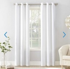 White Curtain Panel 63x40 Sora Casual Textured Grommet Top -Interior Decorations