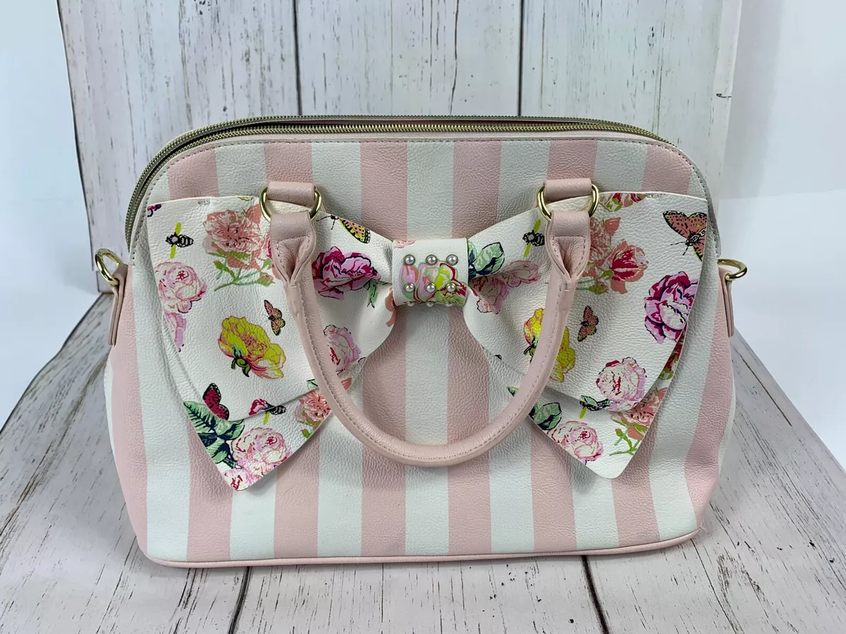 BETSEY JOHNSON BOW Floral Blush Pink Purse Handbag or crossbody, exc.  $50.00 - PicClick