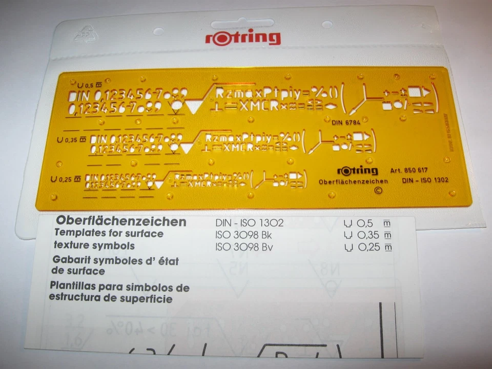 Rotring Schablone Oberflächenzeichen Art.-Nr. 850 617 OVP-Hülle