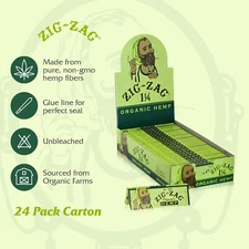 😎 FULL BOX ZIG-ZAG 1 ¼ ( 1.25 ) SIZE ORGANIC HEMP PAPERS 👀✨ 24 BOOKLETS