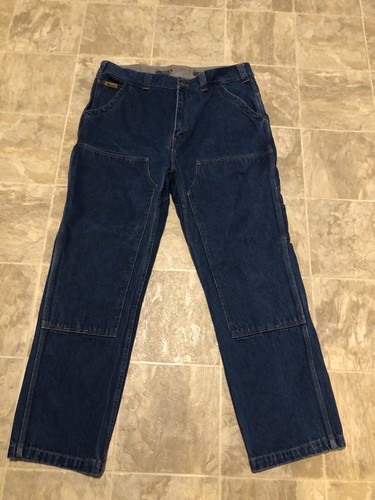 Men's ROCKY Brand Outdoor Carpenter Reinforced Work Pants Blue Jeans Size 40X30 - Picture 3 of 7