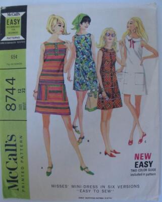 1960s mini dress pattern 1960s PRETTY DRESS PATTERN RUFFLED FRONT MINI McCALLS 9363