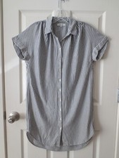 Madewell Shirt Dress Women's Size XS Striped Off Shoulder Sleeve 100% Viscose