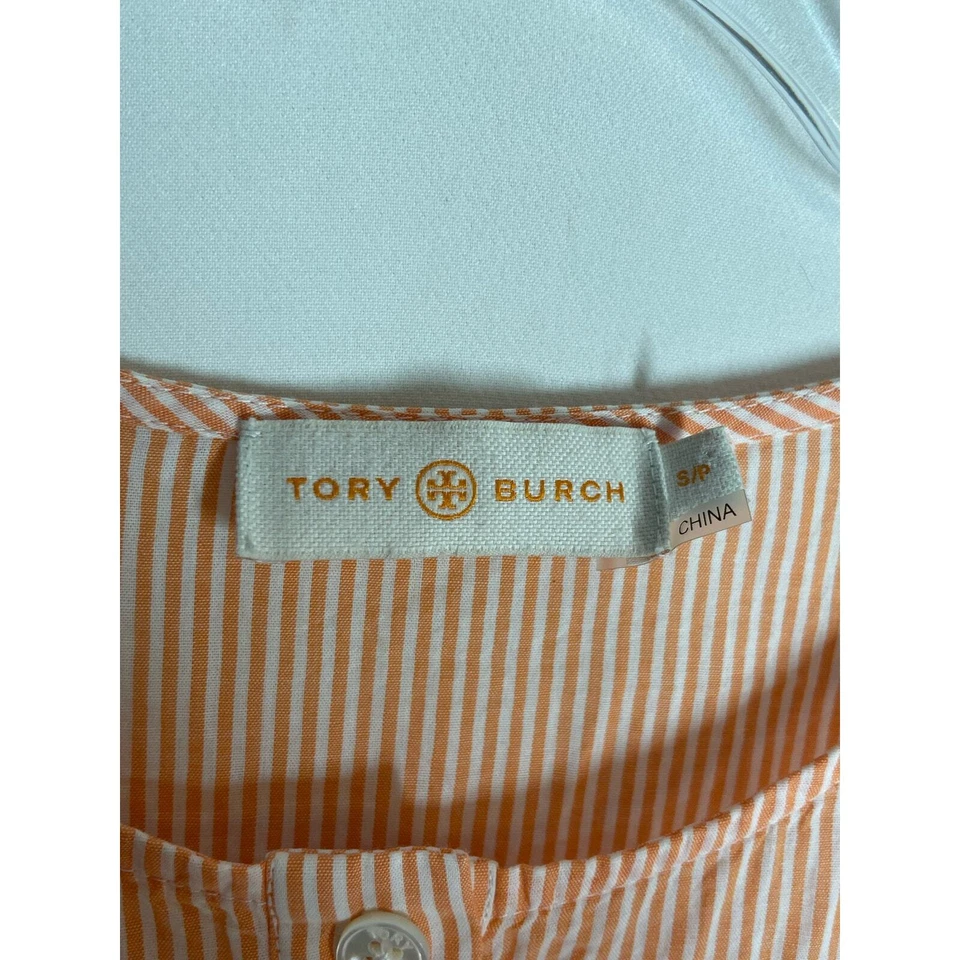 Túnica de praia Tory Burch Coverup areia listra laranja borla tamanho pequeno - Imagem 3 de 4