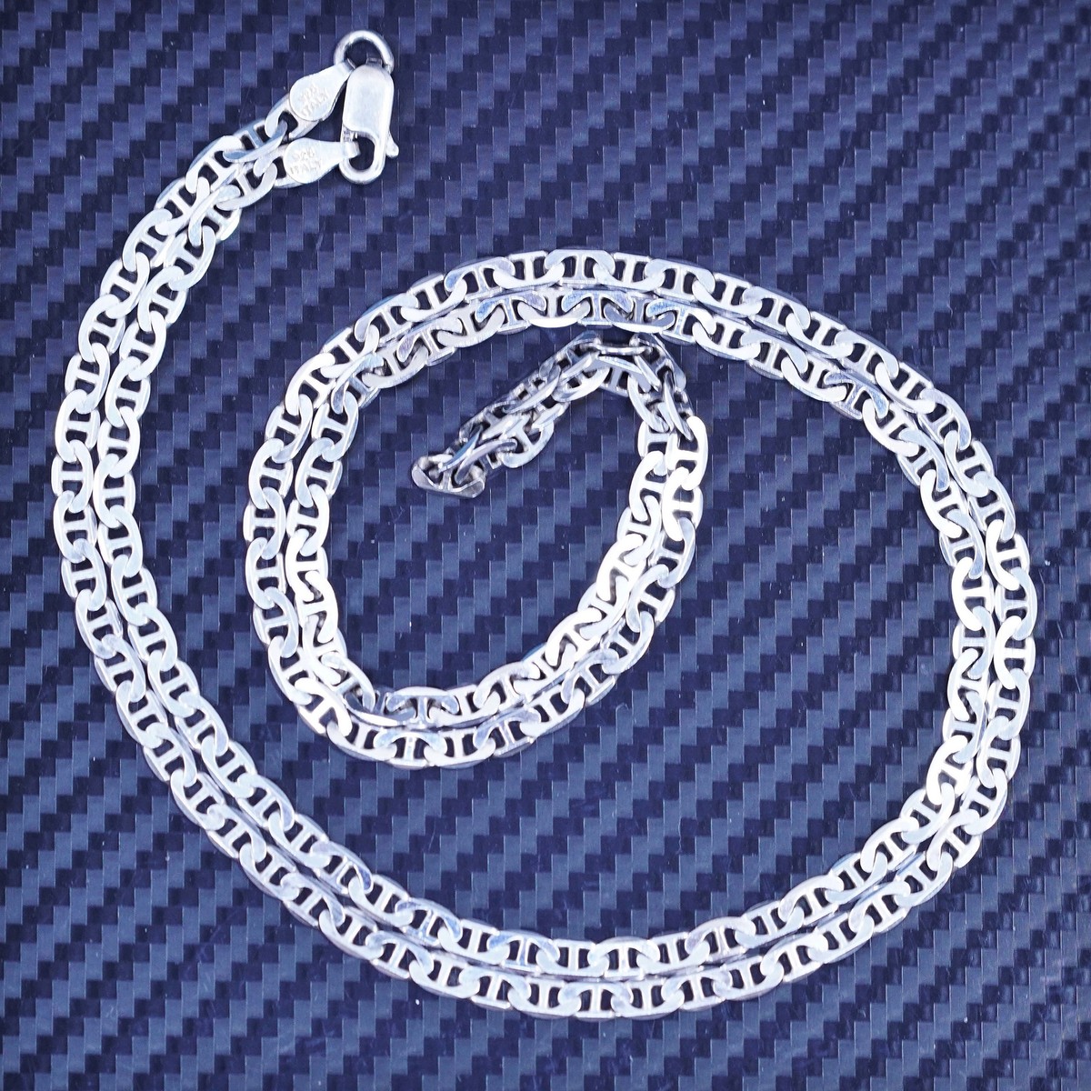 30” 5mm, vintage Italian sterling silver 925 anchor chain necklace