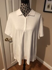 Croft & Barrow Polo Shirt Solid Classic  sz 1X White 100% Cotton Preppy New GT