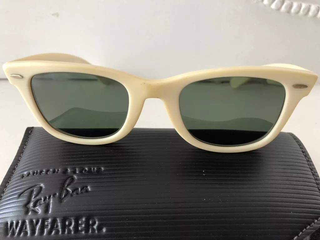 EXC VTG*5022*LIMITED ed.*IVORY WAYFARER UNISEX B&L RAY-BAN USA SUNGLASSES &  CASE