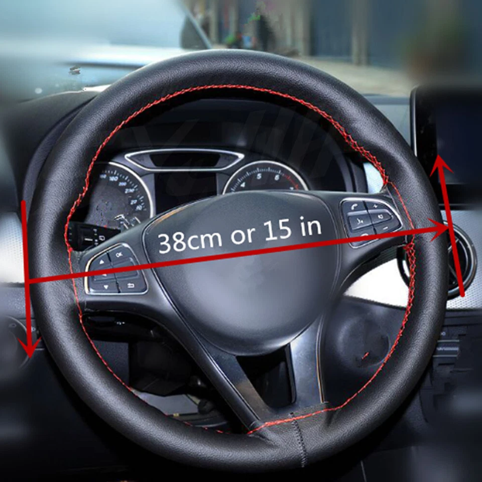 Cubierta de volante de 15" de cuero genuino para BMW Foto 2 de 4