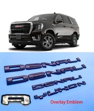 Gloss Black Door Rear DENALI Yukon Emblems Letters 2021-2024 GMC Yukon Yukon XL