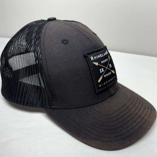RARE* Rhinelander Wisconsin Northwoods Custom Patch Black SnapBack Trucker Hat - 第 3/9 張圖片