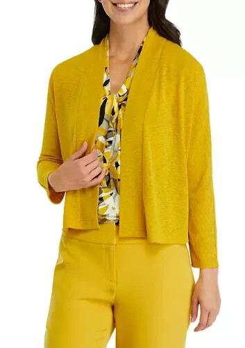 NWT Kasper Lightweight Butterscotch Open Front Layering Sweater - Size Medium