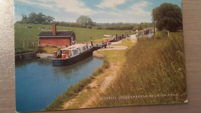 Postkarte Adderley Locks Shropshire Union Canal Groß Britanien gelaufen