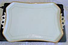 Vassoio Antico Porcellana Bianco Bordo Dorata Firmato charles Pillivuyt, Mehun