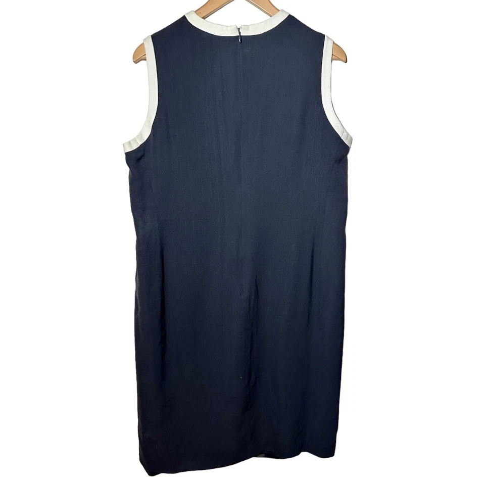 Vintage 80s Louis Feraud Black White Trim Sleeveless Dress Women’s Size 16 Foto 4 de 4