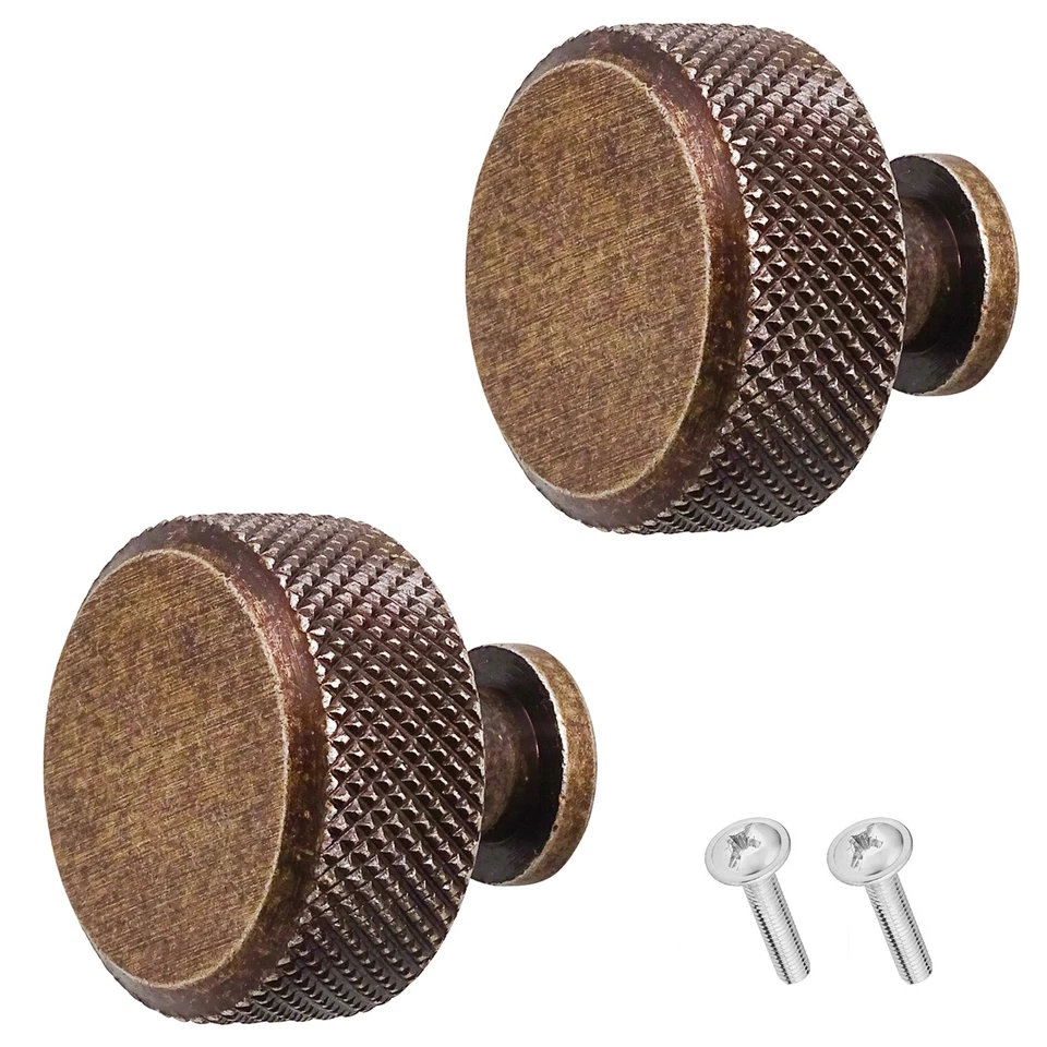 2x DecorAndDecor Amelia Knurled 35mm Round Kitchen Cabinet Furniture Knobs - Image 4 of 4