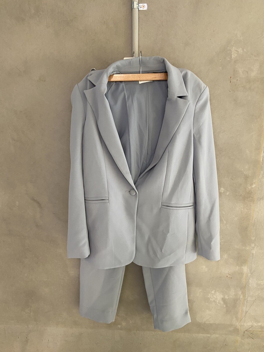 Kookai Delta Blazer Audrey Pants Womens Suit Sz 40 Slate Blue
