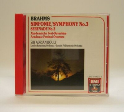 Brahms: Symphony 3, Serenade 2; Boult [2 CD] 1987 UK EMI DISC Only-NO Case-