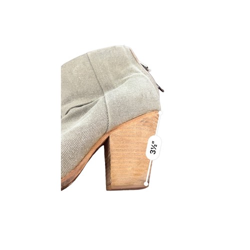 Rag & Bone Booties 7.5 Khaki Canvas Back Zip Wooden Heels Boho Coastal Cowgirl - Picture 10 of 12