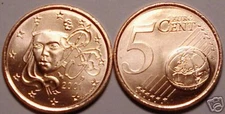 UNC 2001 FRANCE 5 EURO CENTS<HUMAN FACE>FREE SHIPPING~