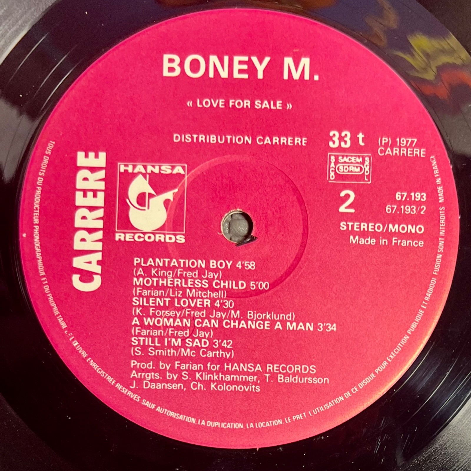 Boney M - Love For Sale [바이닐 LP - OG FR - 1977 - VG:VG+] 디스코 5