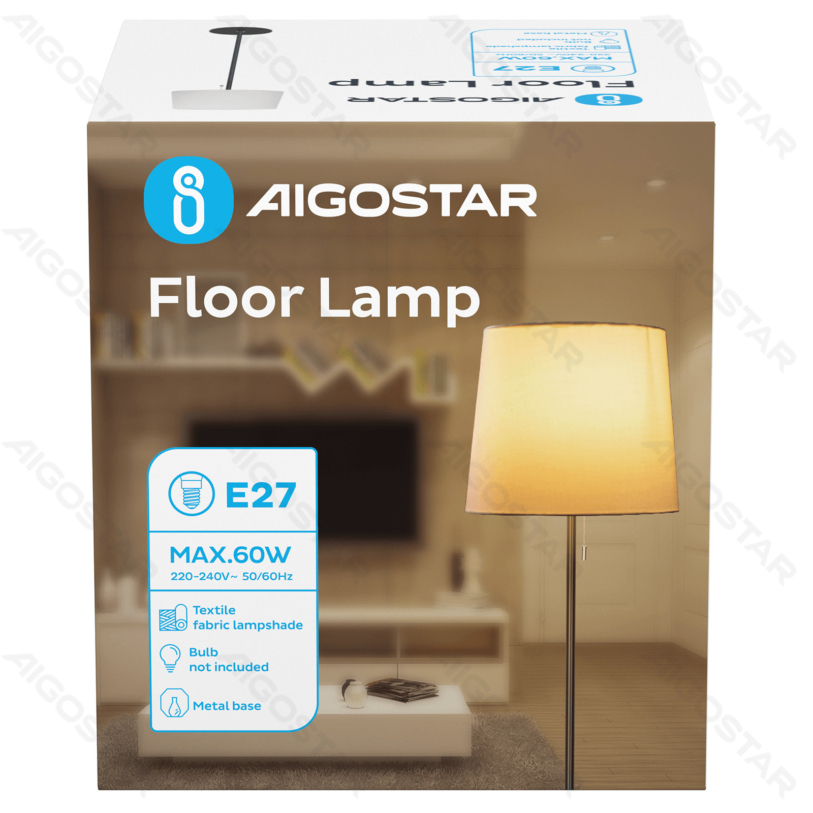 Aigostar Lampada da terra in metallo (lampadina esclusa) E27 foto 3