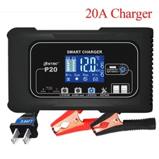 20-Amp Lifepo4 Lithium AGM Gel Smart Battery Charger, 12V/20A 24V/10A Maintainer