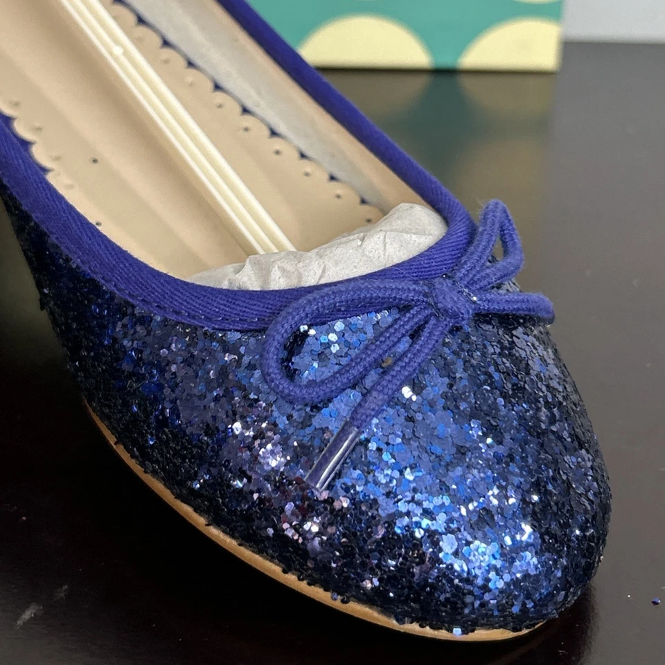 Zapatos Mini Boden Niñas Talla 37 (6??) Arcos planos de ballet azul brillo sin cordones nuevos en caja Foto 4 de 4