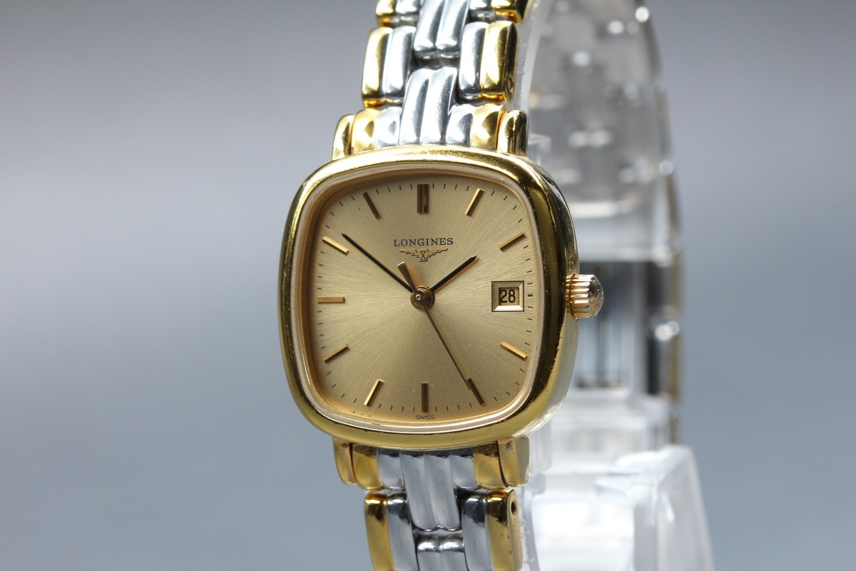 LONGINES L4.261.2 Gold Dial 23mm date Quartz Bracelet Ladies Watch
