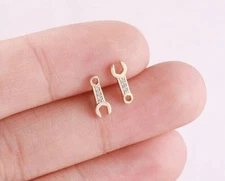 0.60 Ct Round Cut Simulated Diamond Wrench Stud Earrings 14K Yellow Gold Plated