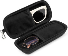 Double Eyeglasses Case Hard Shell Dual Sunglasses Organizer with Zipper Closure