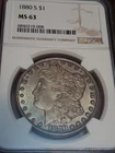 1880-S Morgan Silver Dollar VAM-11 0/9 NGC MS63 Golden Original Toning